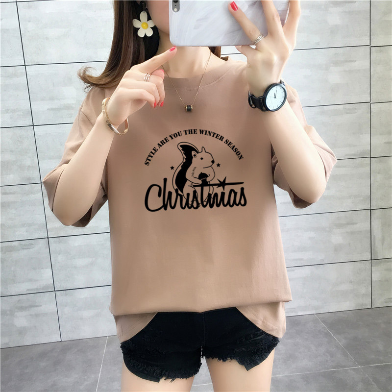 31321 宽松加大码中长款夏装新款学生纯棉短袖t恤女详情29