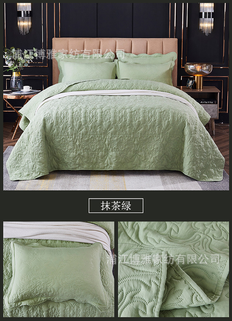 Three-piece set of printed ultrasonic pure cotton bed covers for cross-border Amazon from Europe and America, plain washed cotton bed covers pic 18