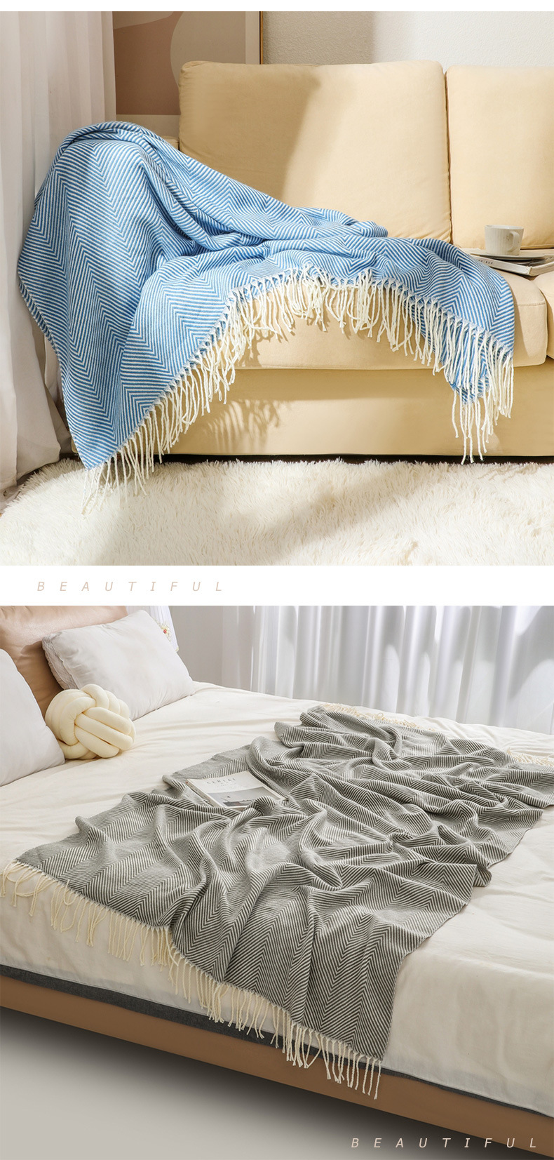 Sofa cover blanket, bed tail cover blanket, woven blanket, air conditioning blanket, shawl blanket, summer cooling blanket, nap blanket, towel wholesale pic 30