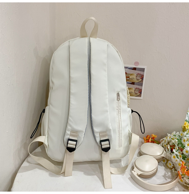 双肩包流行质感书包女初高中生学生旅行大容量背包纯色简约休闲包详情28