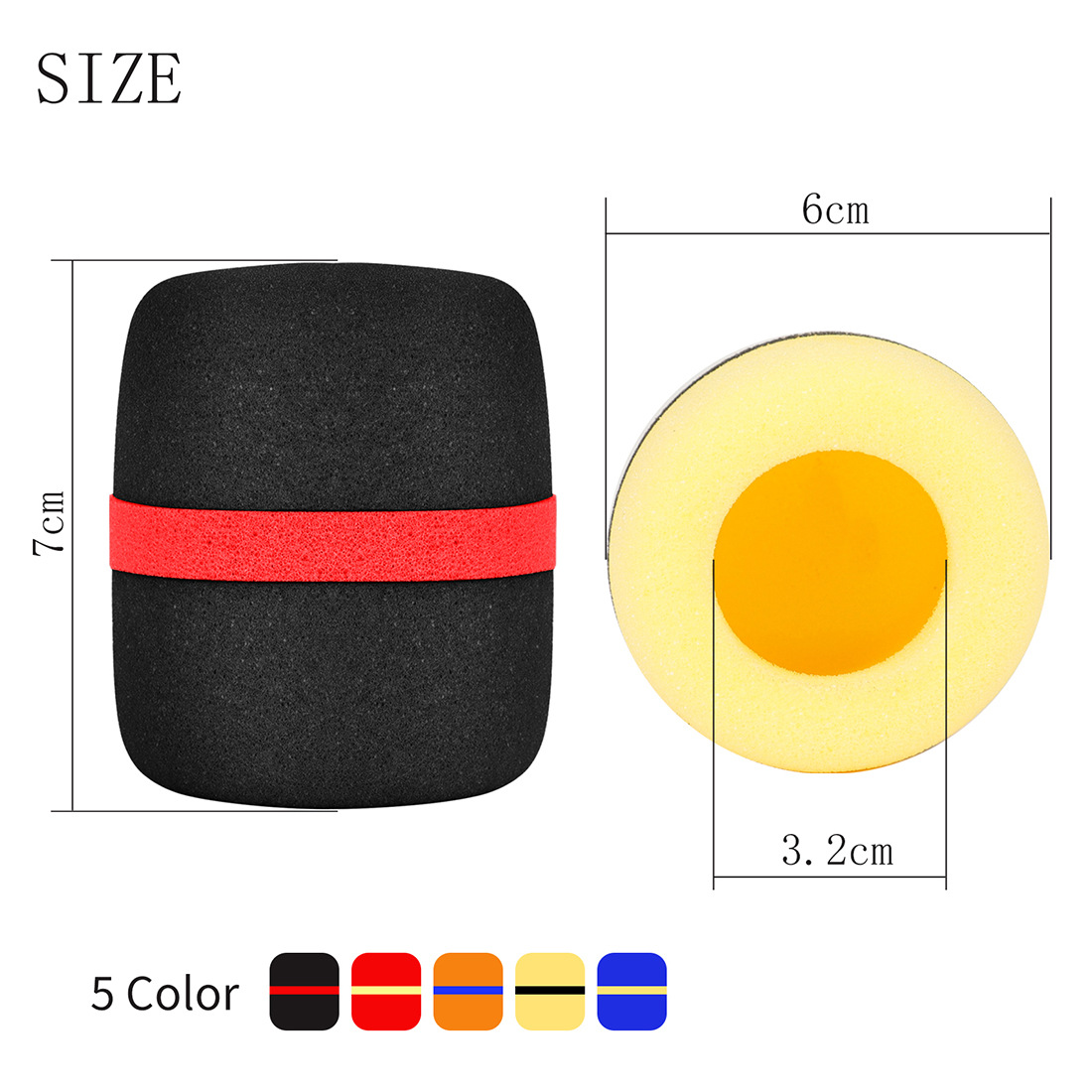 Thickened color ring microphone sponge cover, windproof and shockproof case, 5 pieces of non-disposable microphone sponge cover pic 2