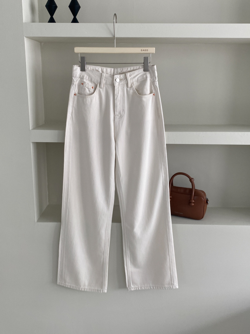 GAGD white Tencel wide-leg jeans for women, simple, loose and drape straight-leg jeans pic 29