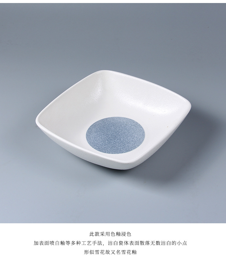 Factory wholesale zakka Japanese-style creative ceramic home tableware, snowflake glaze imitation stone vegetable plates and bowls, square bowls pic 1
