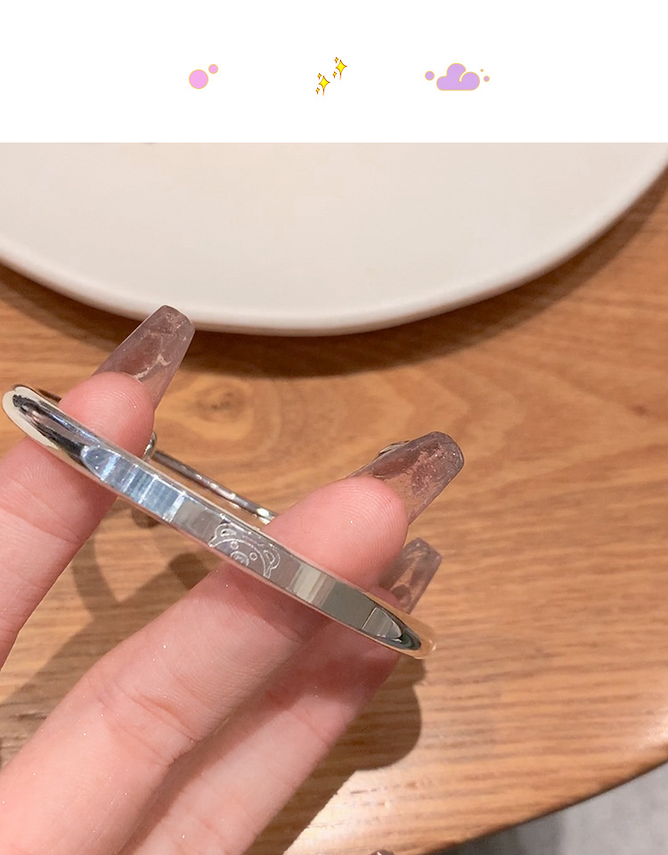 s925 Silver bracelet for girls, high-end bear bracelet, silver bracelet, push-pull bracelet, bracelet, and silver jewelry pic 12