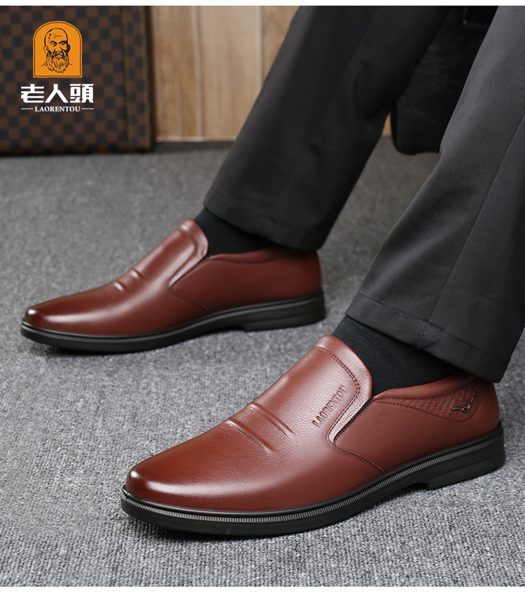 Elderly head leather shoes for men 2024 Spring and Autumn Factory soft-soled shoes for men with hollowed-out lazy shoes for men casual single shoes 117072 pic 20