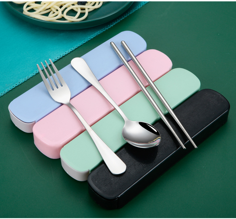 A complete set of tableware, including stainless steel spoons and chopsticks, portable tableware set, a set of chopsticks and spoons, and a three-piece set of knives and forks pic 19