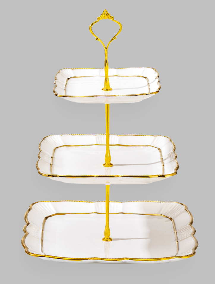 Wholesale of light luxury ceramic tableware sets, high-end gold-plated plates with gold edges pic 13