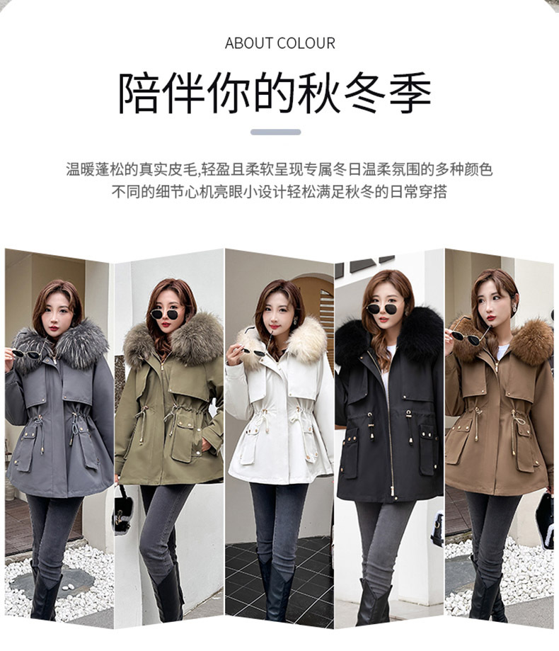 The real photographer overcomes the short and petite girl with a detachable inner liner made of rex rabbit fur 貉子 fur collar haining fur coat for winter pic 2