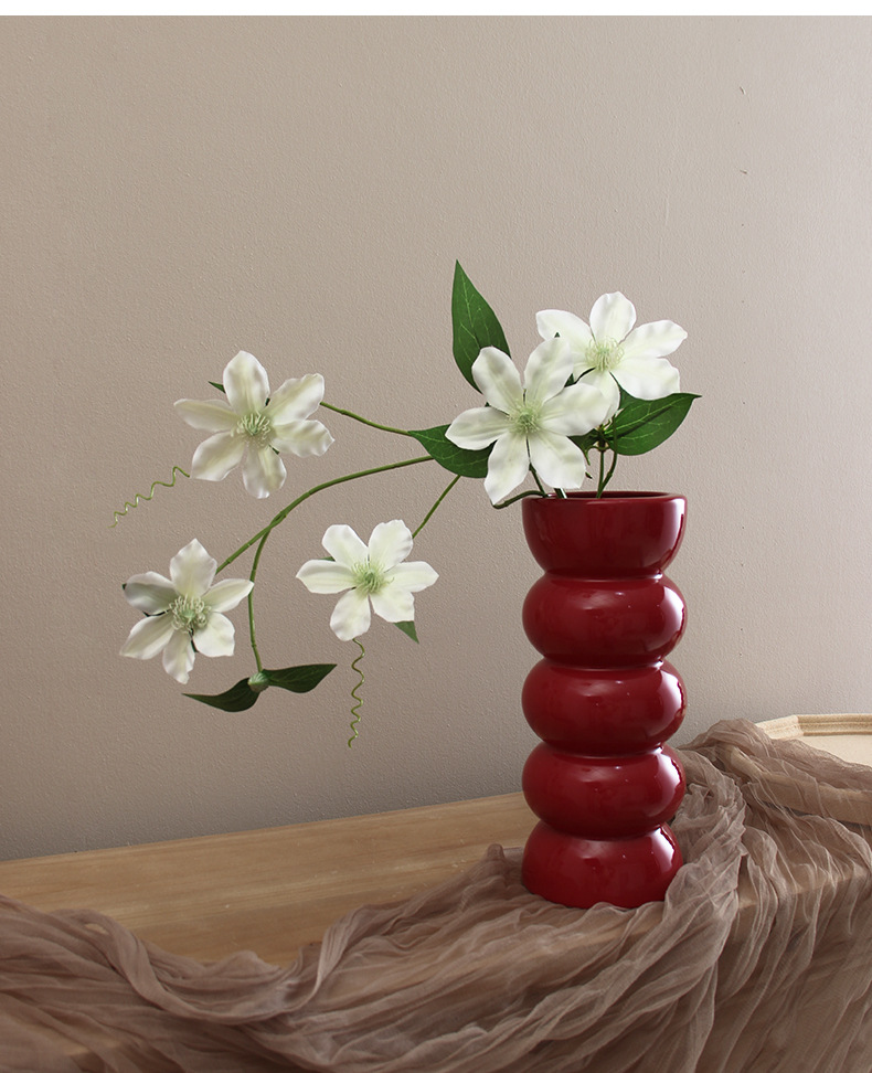 2023 new retro black simple ceramic vase, living room countertop decorative item, home TV cabinet, flower arrangement red vase pic 4