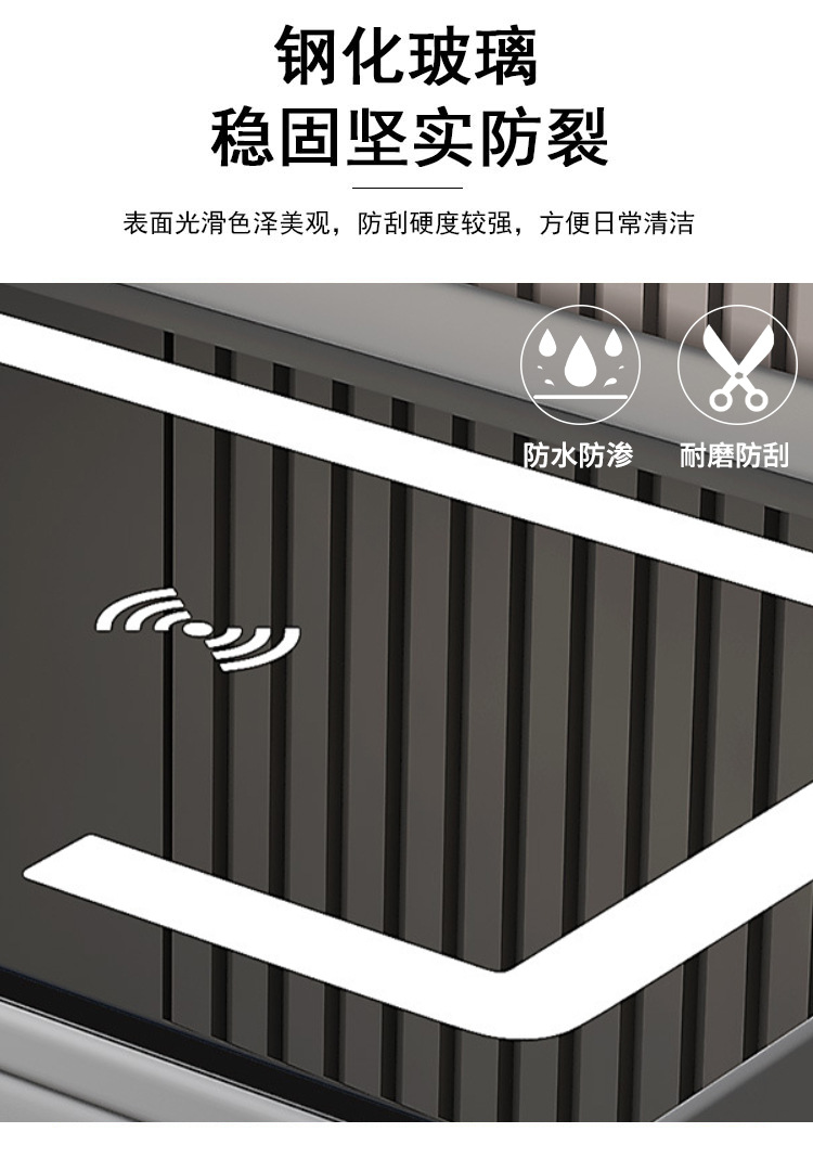 智能床头柜简约现代无线充电实木多功能收纳网红轻奢指纹锁床头柜详情7