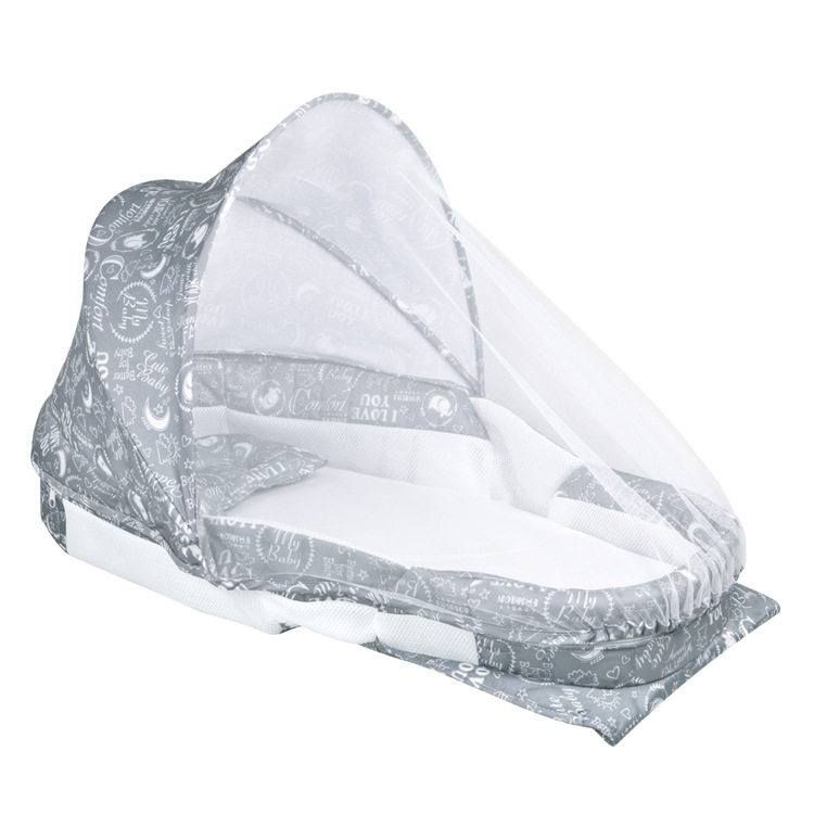 卡通图案婴儿床 全包围带蚊帐婴儿床中床 音乐灯光折叠婴儿床详情1