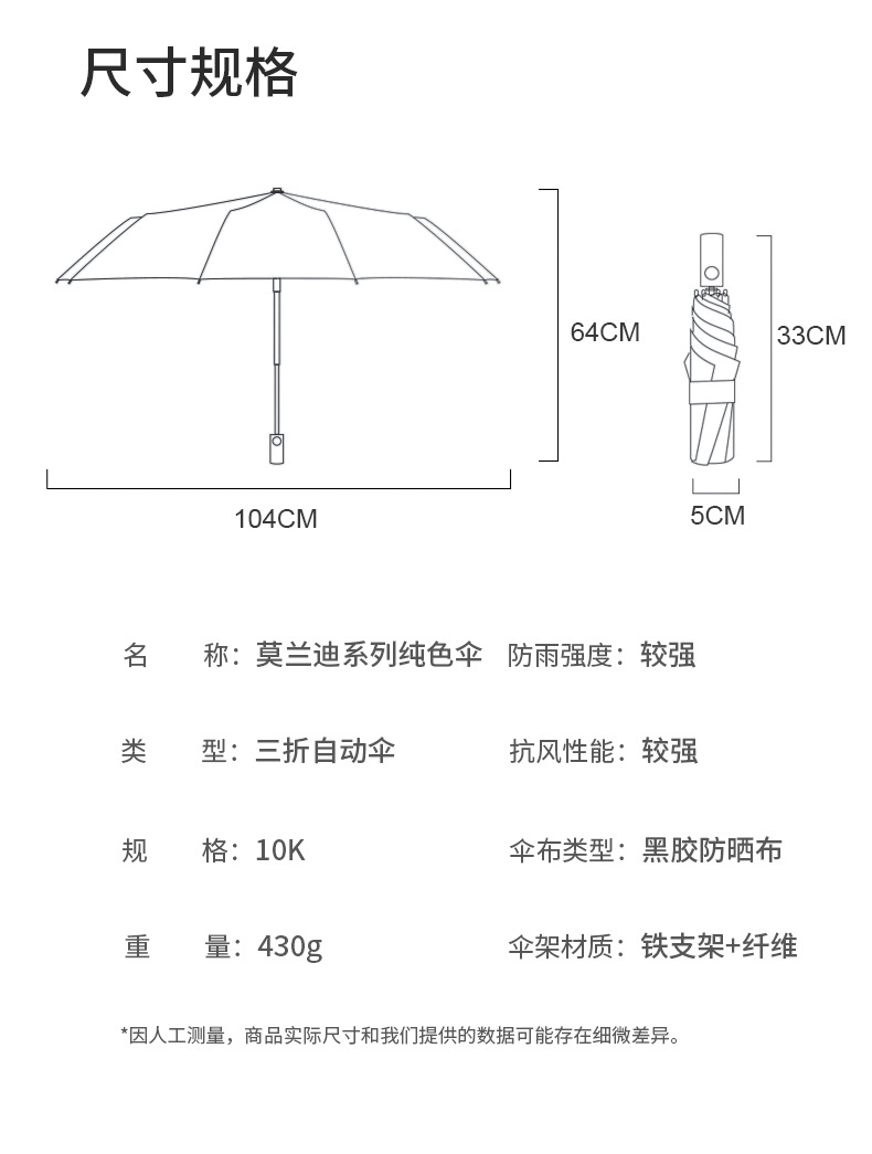 Wholesale in large quantities of cross-border fully automatic umbrellas with logo printing, black rubber sun protection umbrellas, three-fold camping portable folding umbrellas pic 17
