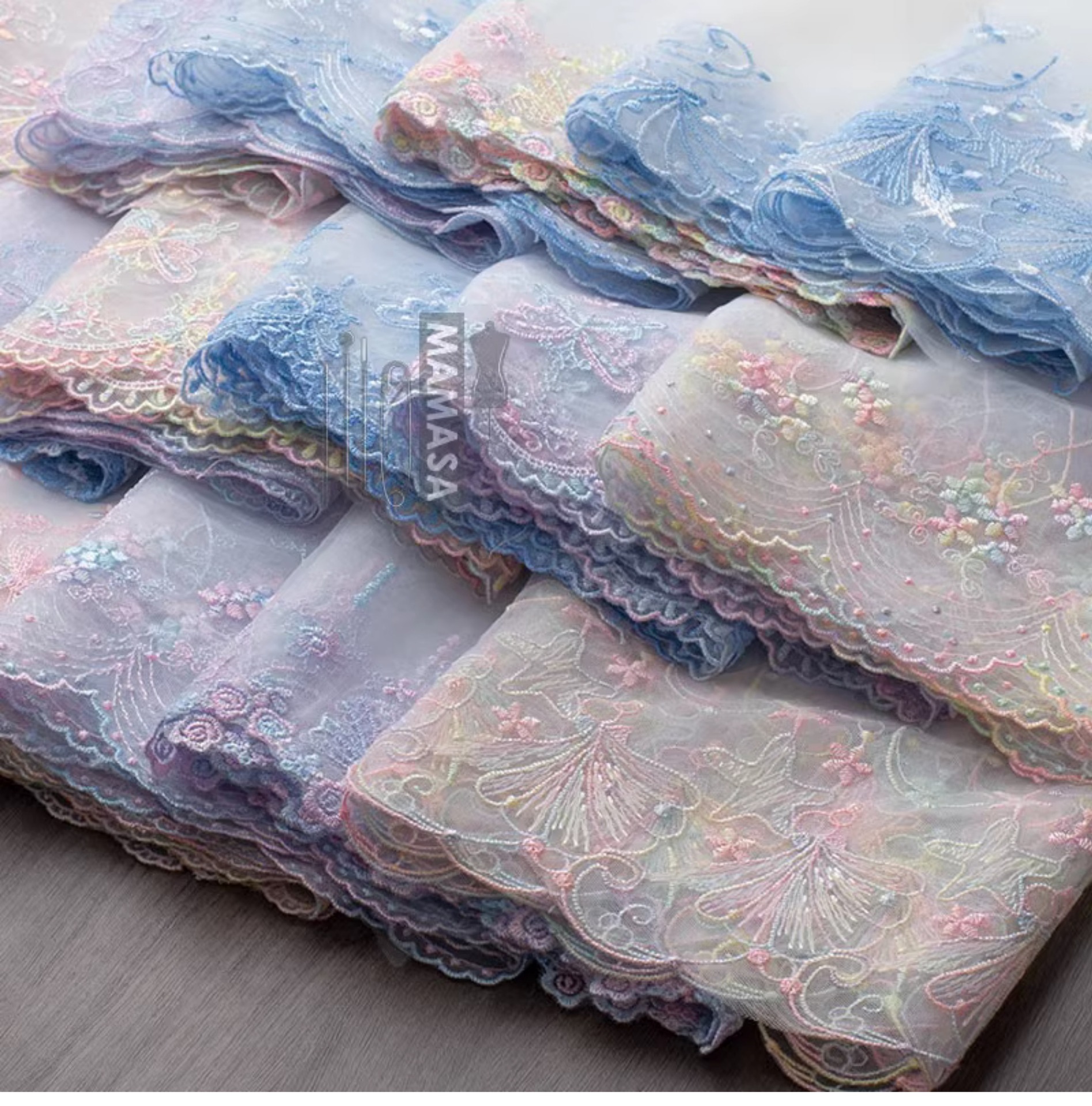 多巴胺梦幻彩色刺绣网纱花边 DIY手工lolita服装布艺发饰辅料详情8