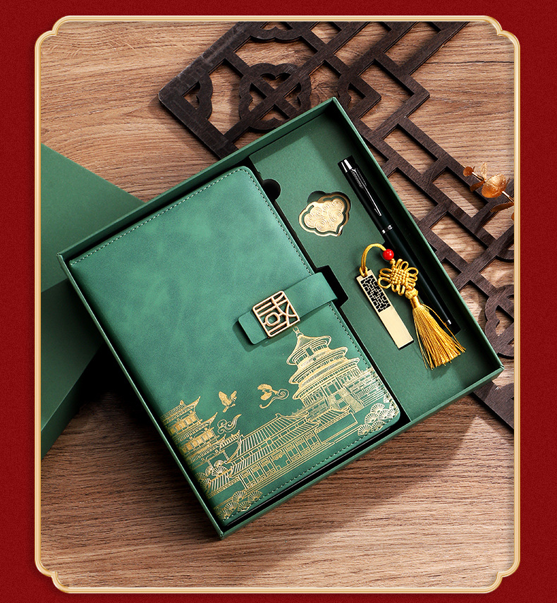 Customized A5 business national trend souvenir notebook, enterprise office meeting event gift box set with logo printing pic 18