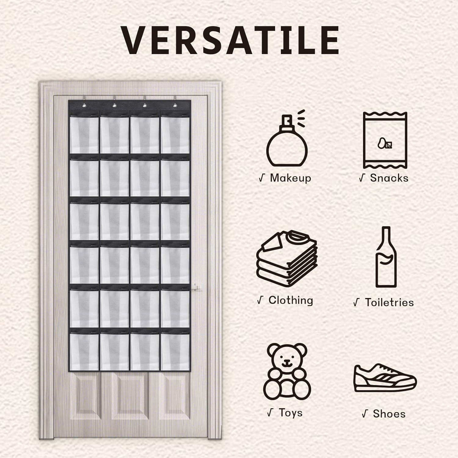 跨境热卖24格门后挂袋储物袋收纳袋鞋子收纳袋多层网格收纳挂袋详情13