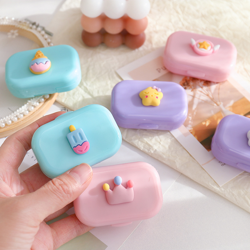 Cartoon portable contact lens case, ins mini myopia care box, companion box, colored contact box, glasses storage box, exclusively for export. Exclusively for export pic 30