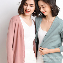 2023春秋季新款女装韩版上衣女式纯色时尚v领高端针织衫开衫短款详情1