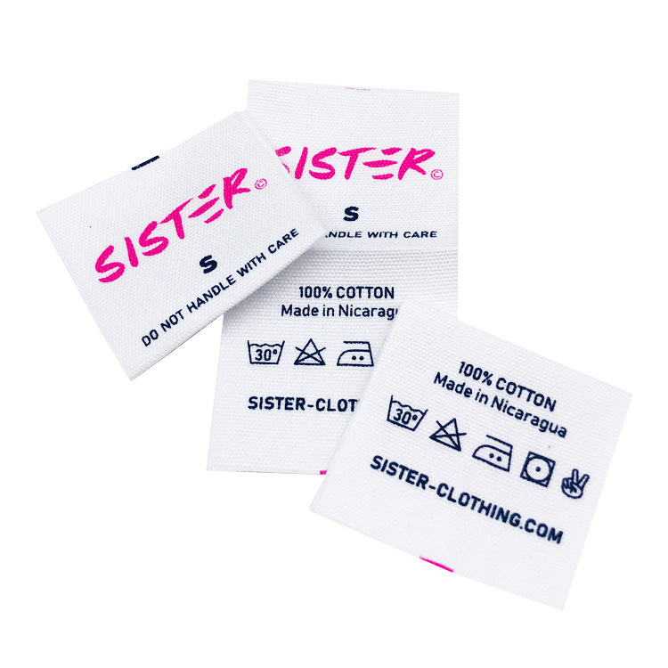 批发漂白纯棉水洗标 服装水洗唛对折领标 印刷多色全棉洗水唛详情5