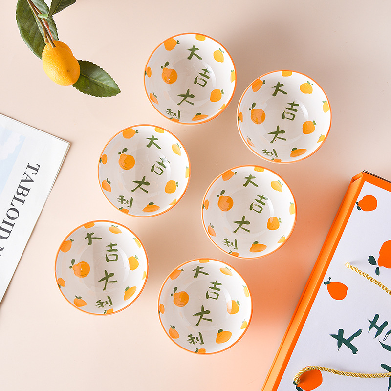 【 Six Bowls and Six Chopsticks 】 Household high-appearance-level, auspicious gift box set of ceramic bowls and chopsticks for business wholesale as souvenirs pic 6
