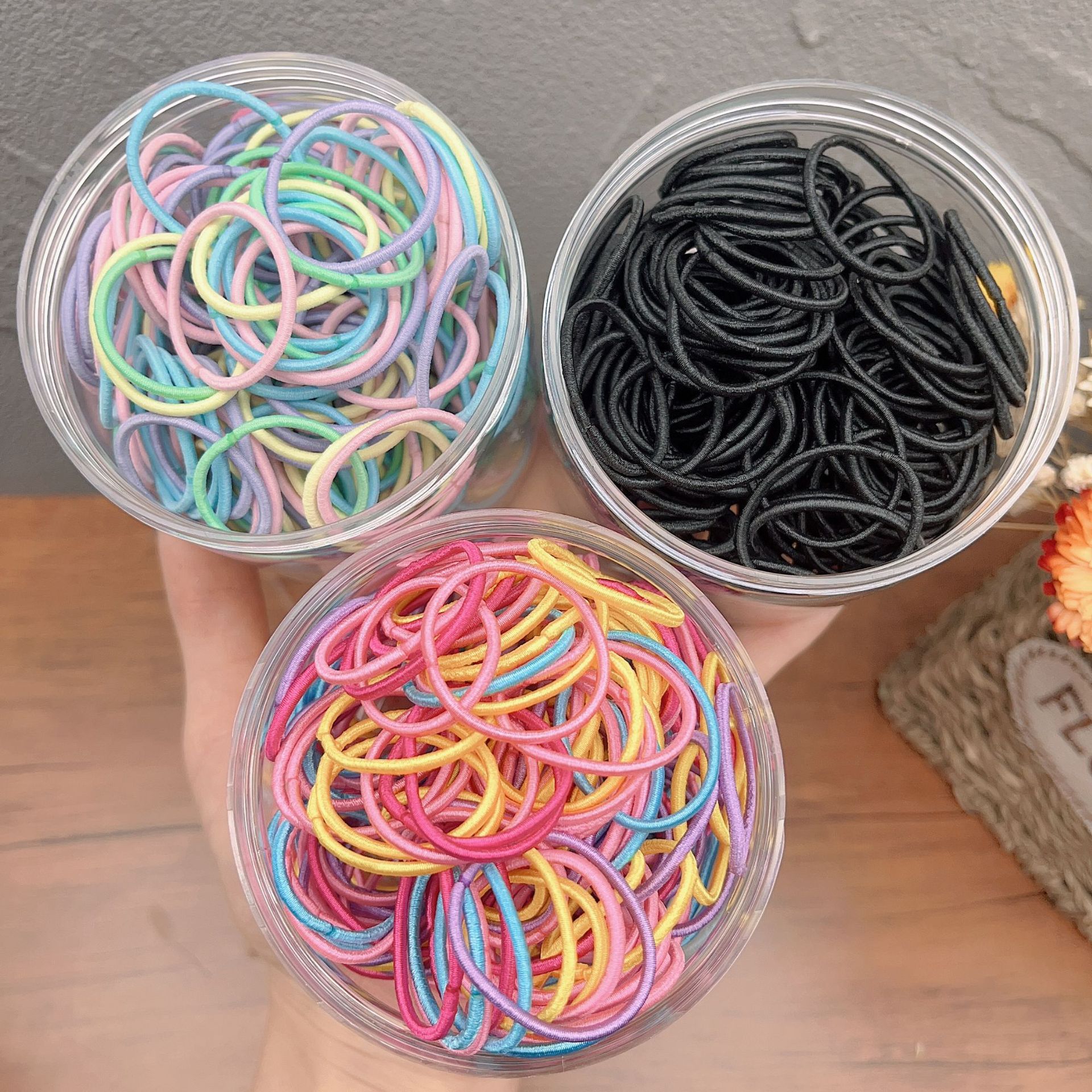 不伤发 儿童 皮筋弹性好发圈拇指扎头发女童头绳女黑色儿童橡皮筋详情17