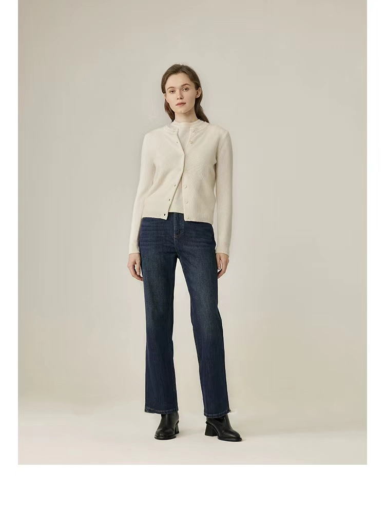 Qili Colorful Gemstone 12-color seamless one-piece Merino wool button cardigan, a versatile knitted long-sleeved top for commuting pic 52