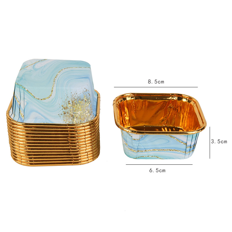 大理石系列正方形蛋糕杯蛋糕纸杯耐高温单面金6.5*6.5*3.5cm详情2