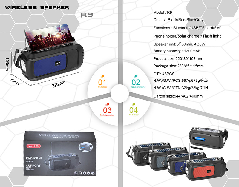 R9蓝牙音响低音炮大音量电脑户外家用插卡FM收音机手机支架无线音箱详情1