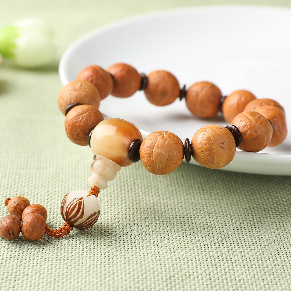 精品猴头菩提雕刻10mm凤眼手持珠鲨鱼背龙须虎爪老型桶珠京八棱财神大土豪猴头菩提子佛珠念珠盘玩手串文玩手链文玩手串详情7