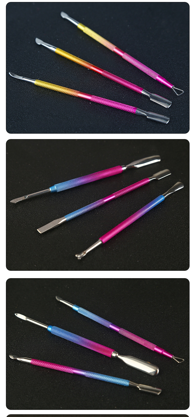 Factory direct supply of new dual-color gradient dead skin fork nail planer steel push nail removal tool set shanilak pic 12