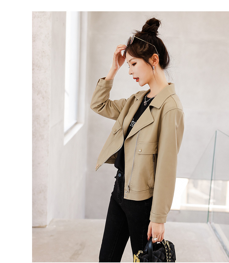 2022年新款春秋装小皮衣女外套宽松显瘦pu皮夹克减龄短款机车服潮详情17