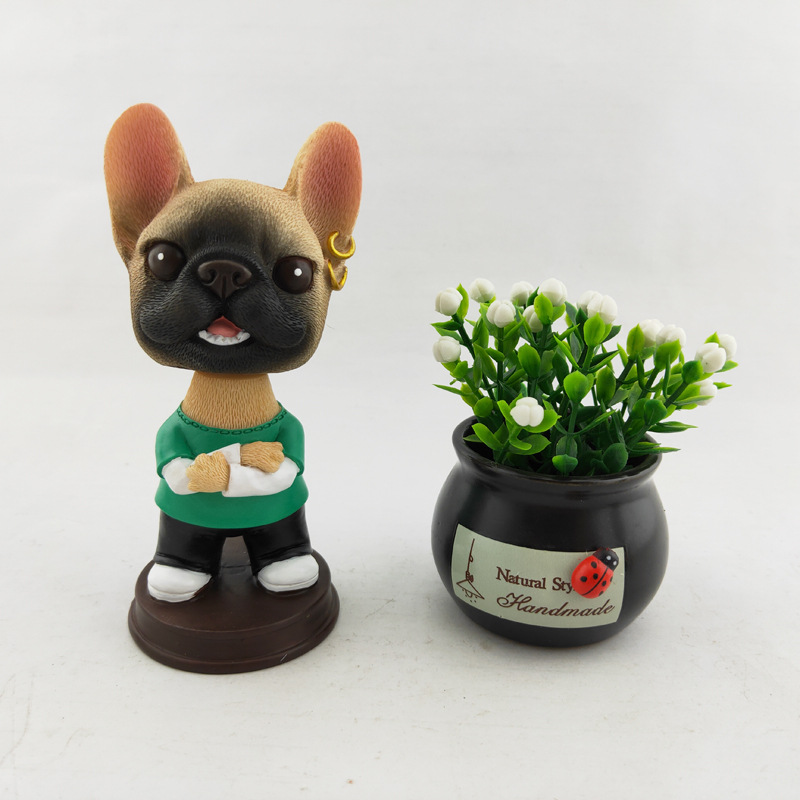 树脂摇头狗工艺品摆件 酷狗汽车摆件弹簧摇摆法斗详情7