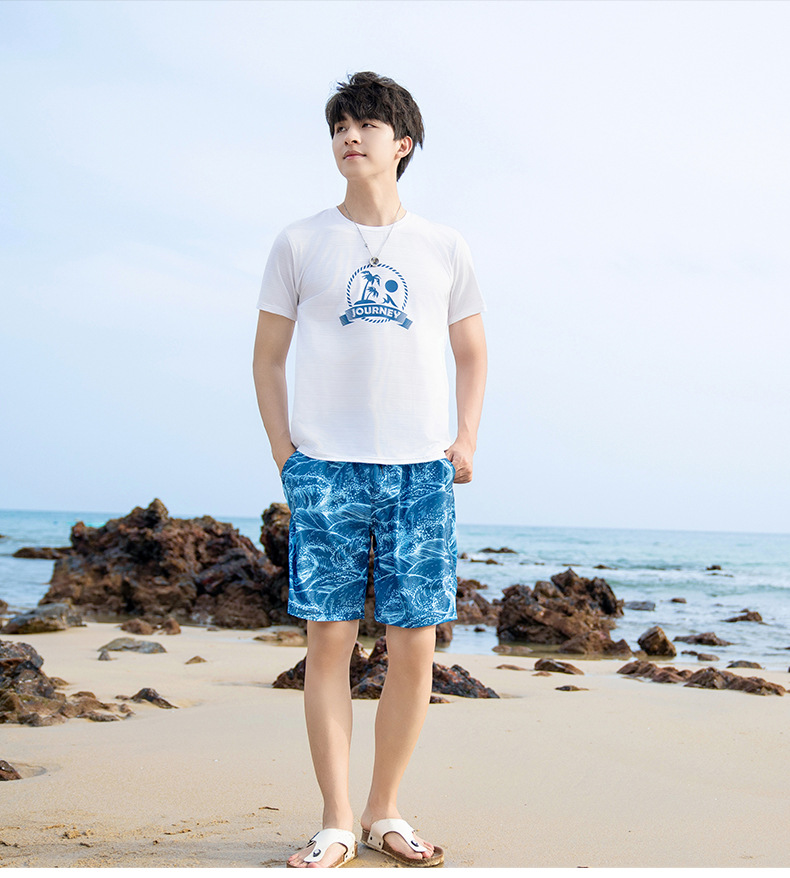 沙滩裤男温泉宽松欧美大码短裤夏外穿弹力大裤衩五分裤速干游泳裤详情11
