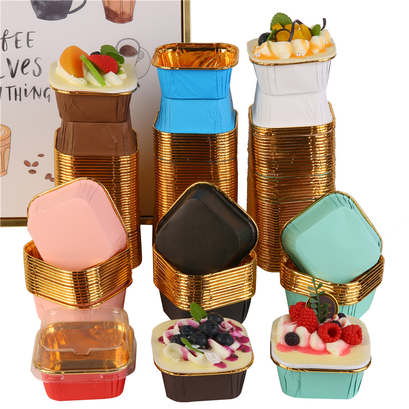 纯色正方形蛋糕纸杯50个一包蛋糕杯详情3