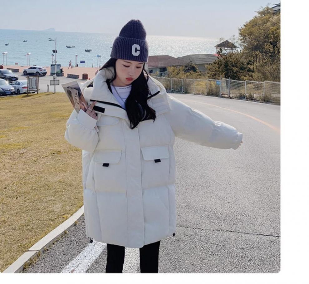 Bestseller hooded wine red down cotton-padded jacket for women, 2023 winter new thickened bread jacket, cotton-padded jacket, mid-length style pic 29