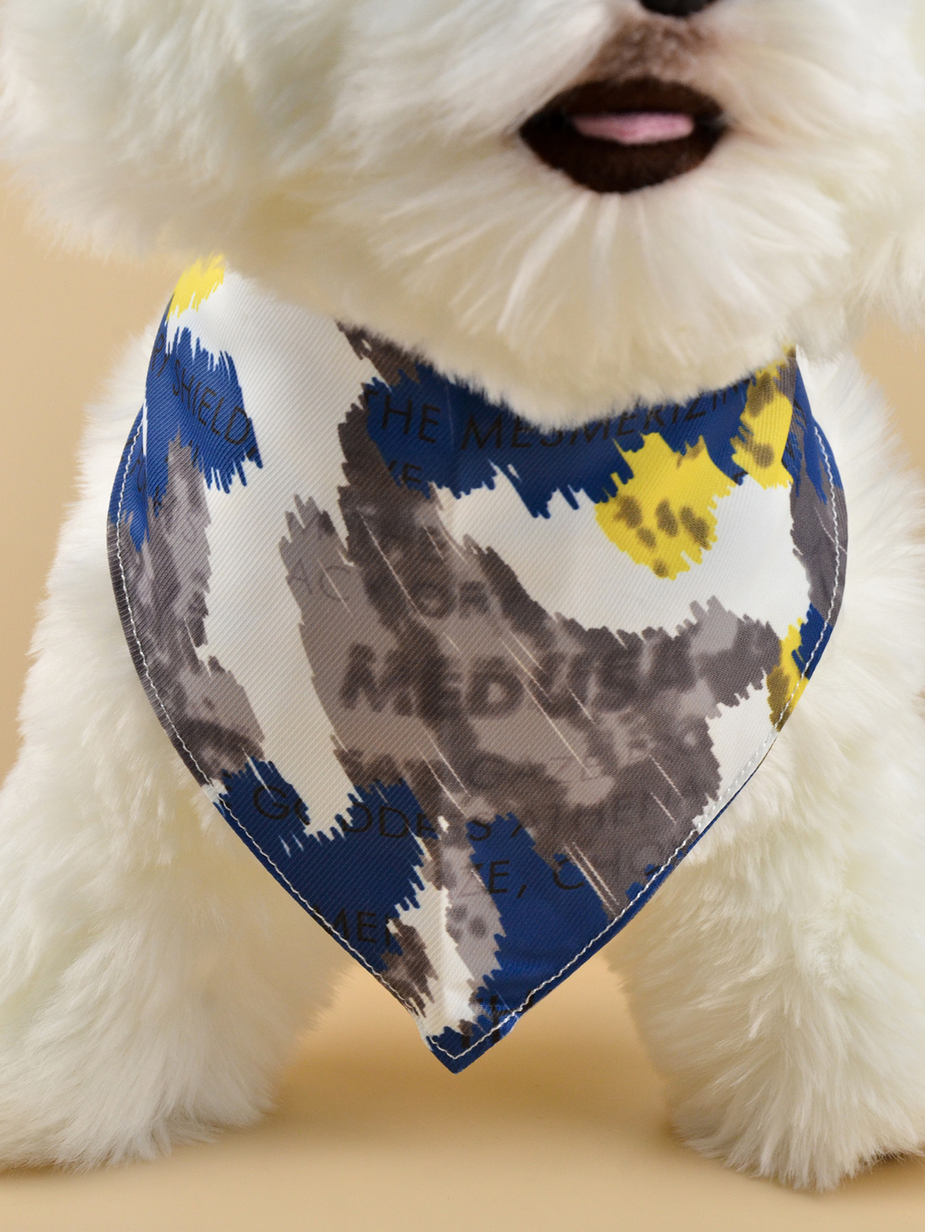 唛迪跨境新款宠物猫咪狗狗北欧风迷彩印花口水巾生日派对礼品方巾围兜详情4
