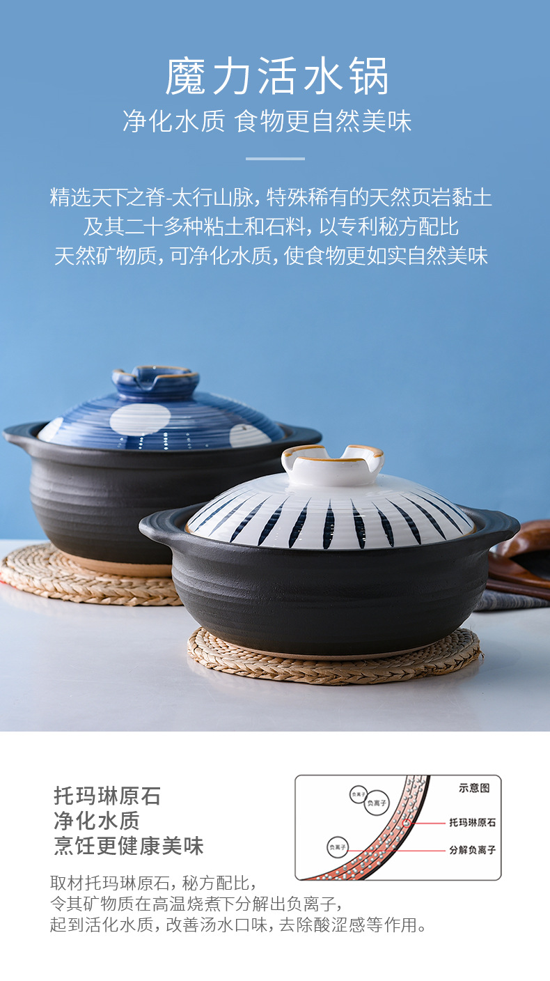 Japanese-style clay pot braised rice, clay pot stew pot, household gas underglaze color 煲仔饭, stone pot, old-fashioned ceramic pot wholesale pic 3
