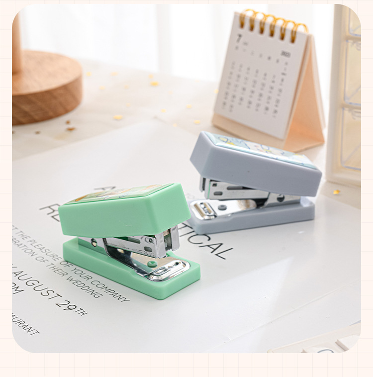 Portable and cute cartoon mini small stapler set, No. 12 student office small needle feeding stapler wholesale pic 21