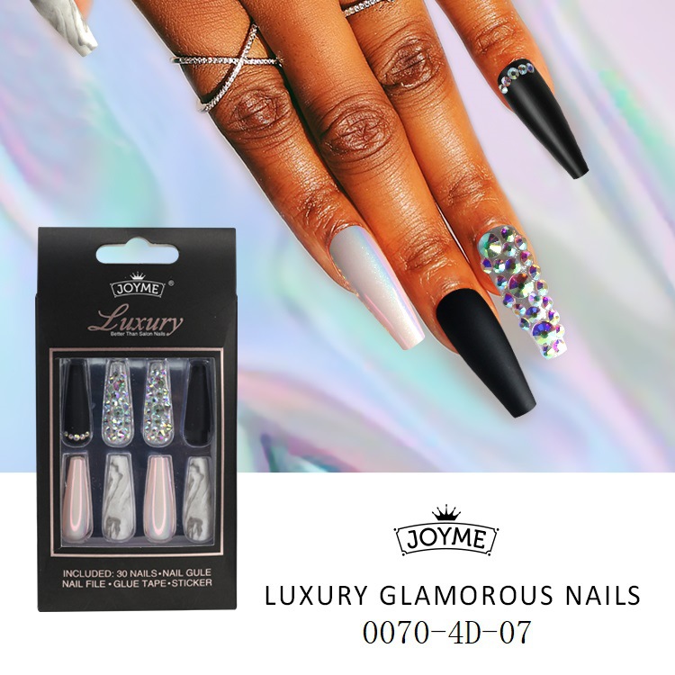 Special offer on 30 pieces of long ballet nail nail patches with diamonds pic 15