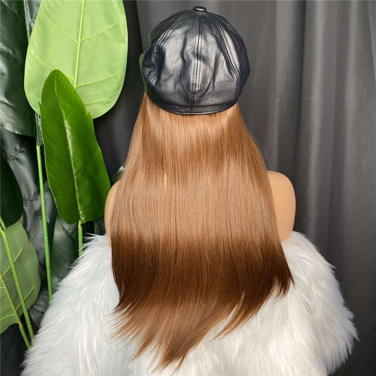 Межграничный парик wig, модная восьмигранная шапка с волоконно-волоконной шляпой, длинные волосы pic 3