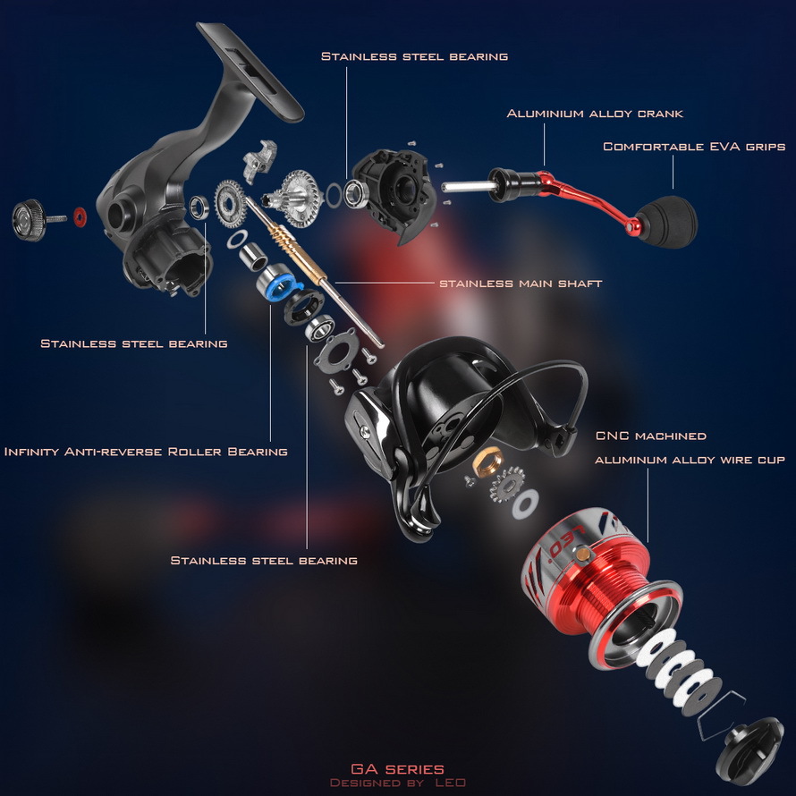 28098 LEO/ LeOU [GA Series Metal Spinning Wheel Fishing Gear] Metal rocker arm Aluminum alloy line cup fishing gear pic 3