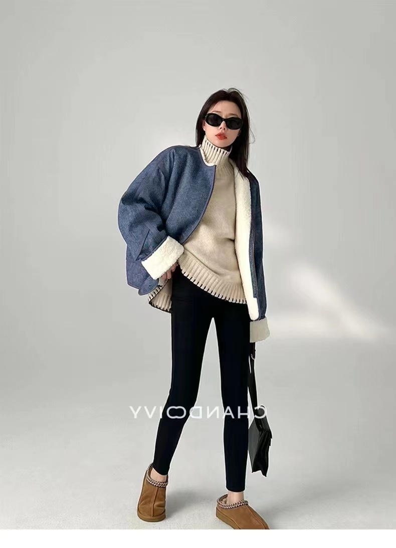 纯羊毛高领内搭纯色针织上衣女韩版秋冬宽松慵懒风加厚打底衫毛衣详情7