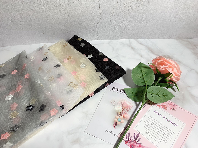 Customized home textile and clothing accessories from manufacturers, embroidered little star mesh fabric, skirts, wedding dresses, lace accessories pic 2