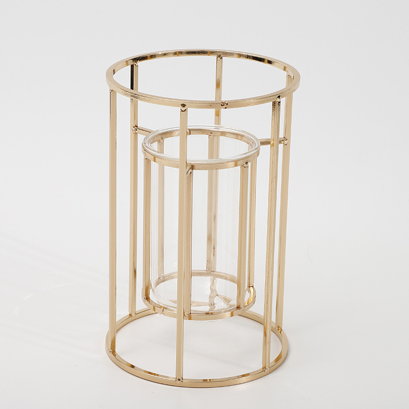 Light luxury style vase ornaments, living room dry flowers, hydroponic decorative flowers, entrance hall dining table, ironwork, glass transparent vases pic 6
