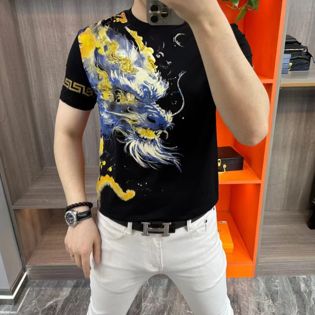 68160潮流时尚欧货男士夏季短袖圆领t恤个性老虎印图弹力舒适透气详情1