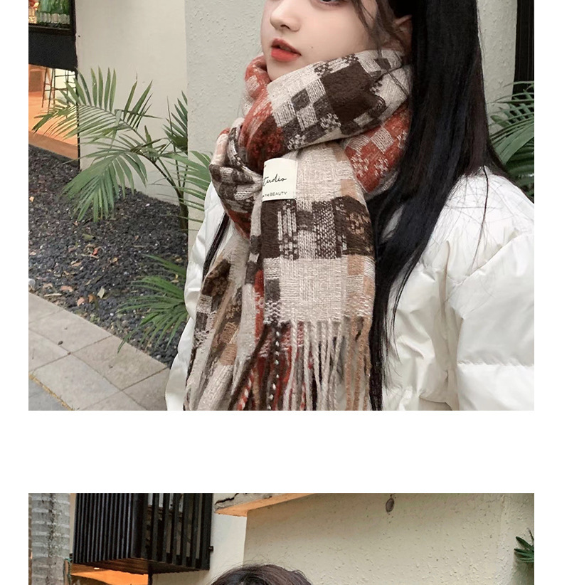 2024新品秋冬氛围感格纹流苏保暖围巾男女情侣加厚长款围脖礼物详情12