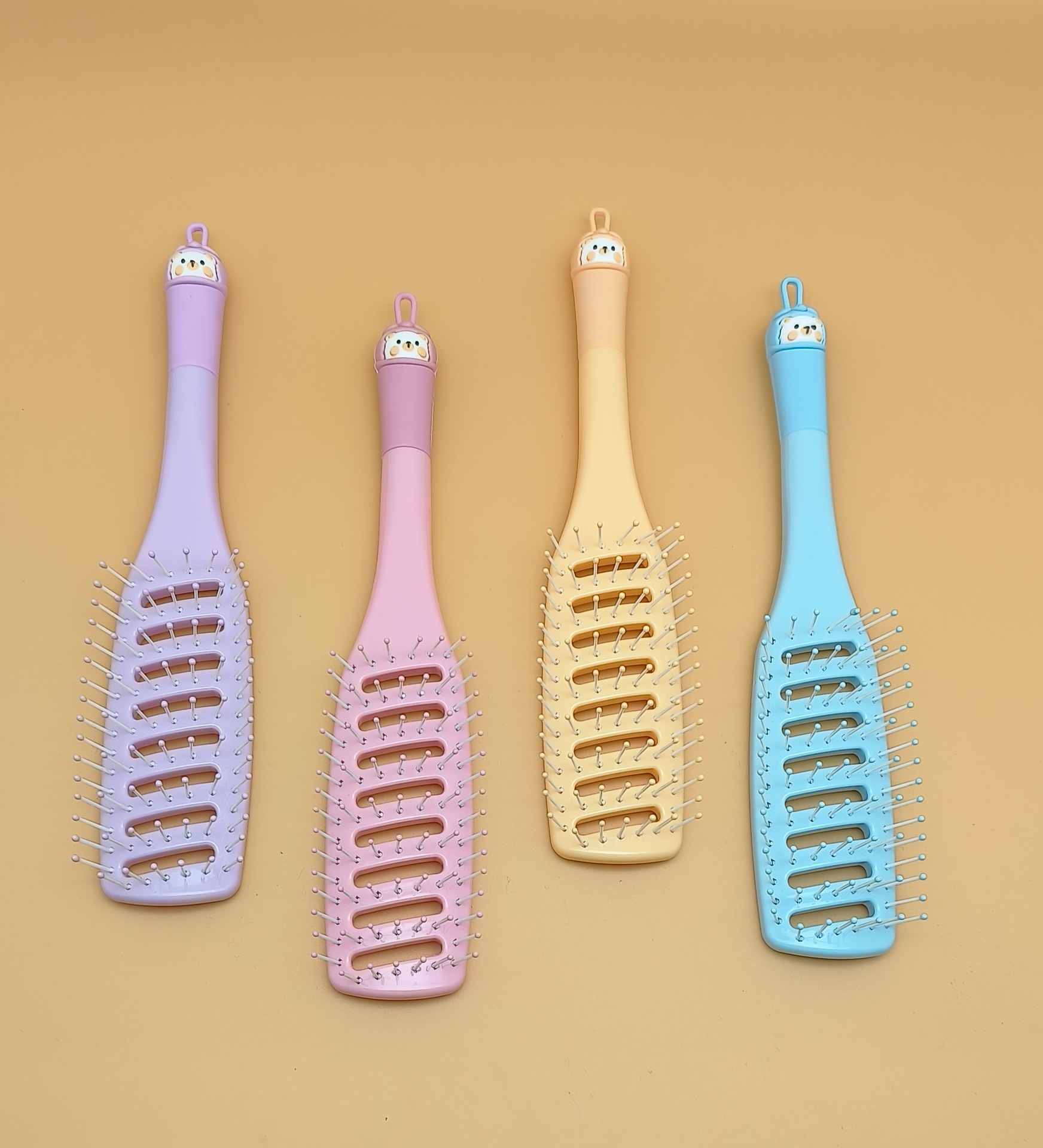 新款女生专用可爱卡通硅胶软头大方头气垫梳 蓬松造型气囊梳圆滚排骨梳 烧烤刷款式梳子详情33