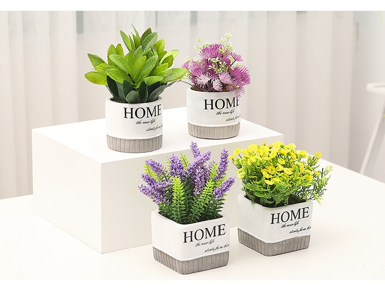 Nordic-style creative small clear cement POTS, artificial plant potted plants, office desk atmosphere decoration and arrangement pic 17