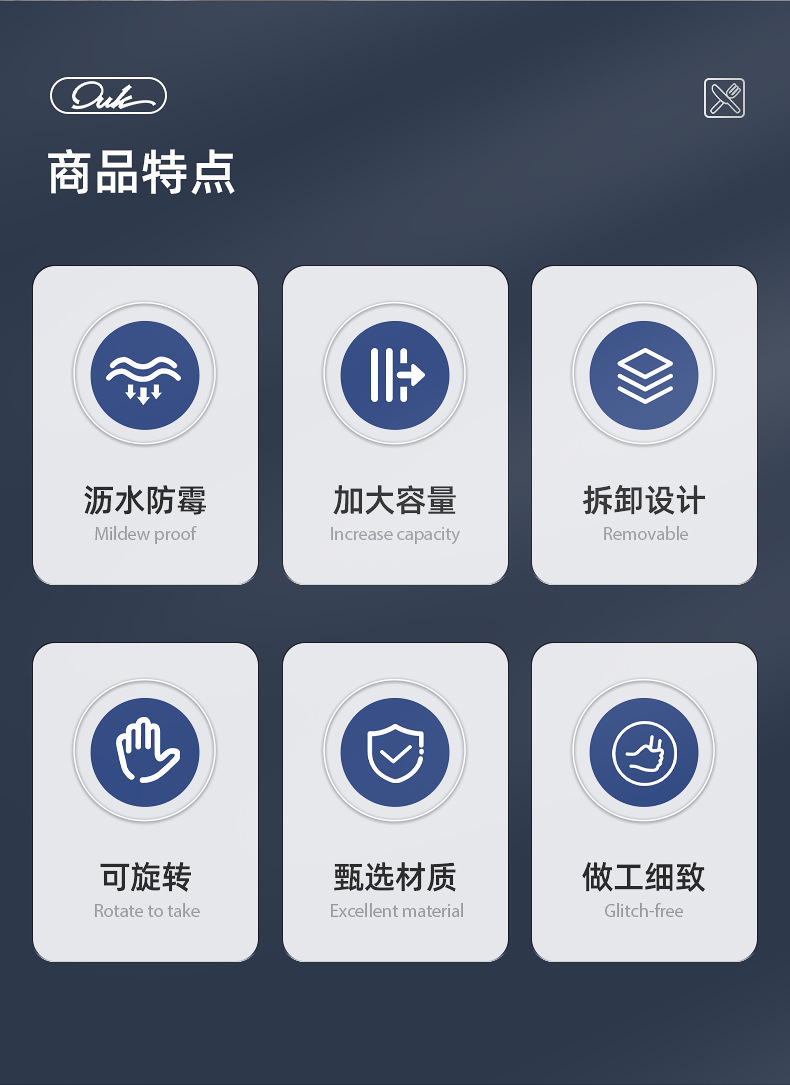 旋转厨房刀架置物架刀具收纳菜刀一体台面款筷桶放筷笼筷子筒刀座详情3