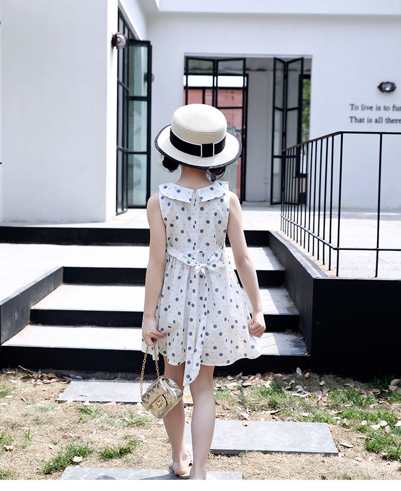 Falda de algodón para niñas 2023 nuevo vestido de verano niño niño medio grande vestido floral de algodón abierto hombro espalda falda de corazón pic 28