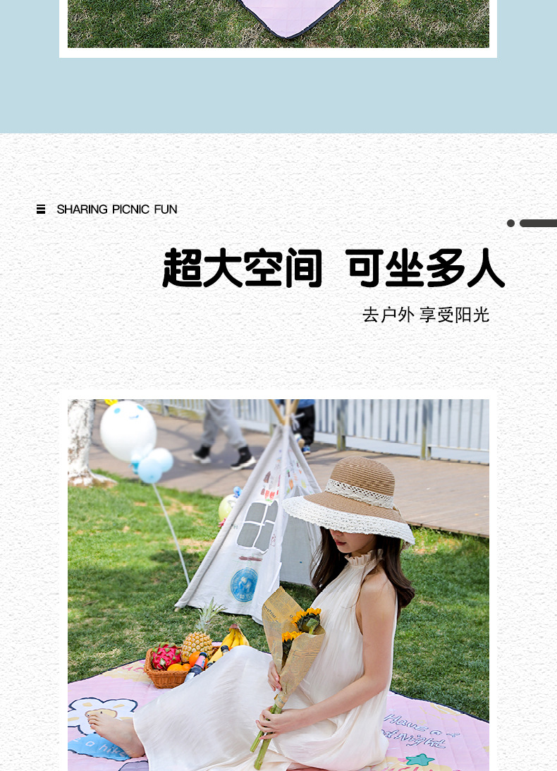 春游野餐垫防潮户外露营便携防水加厚野炊郊游地垫草坪沙滩垫现货详情7